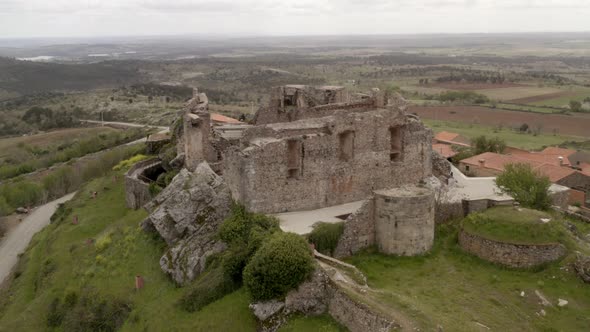 Castelo Rodrigo drone aerial view, in Portugal