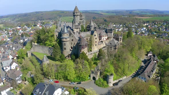 Aerial view of Schloss Braunfels, Germany