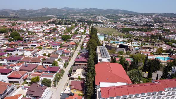 Aerial View Of Davutlar Town In Kusadasi, Turkey At Daytime - drone shot