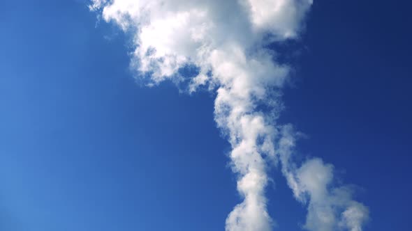 Nuclear Power Station - Smoke From Chimney - Closeup - Blue Sky