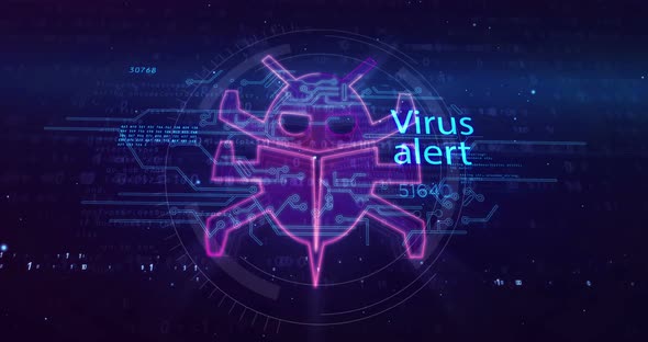 Virus alert symbol abstract concept animation