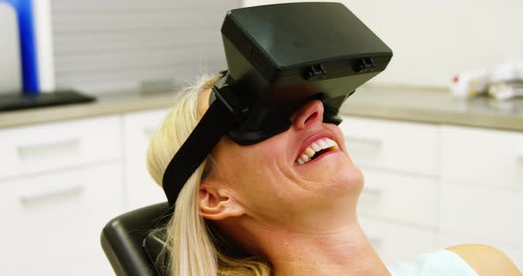 Woman using virtual glasses