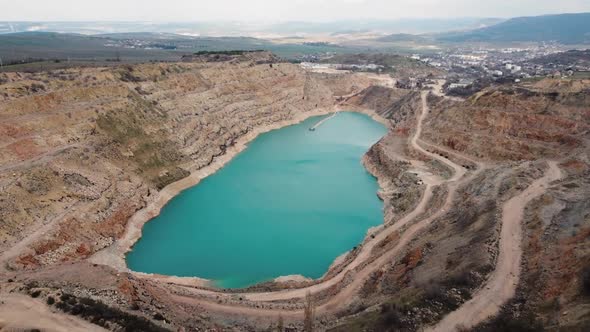 Aerial View of a Huge Quarry a Fossil Fuel Enterprise