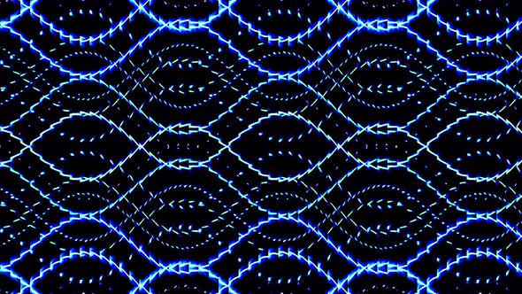 shining bright lines set blue wave motion, colorful, on black background
