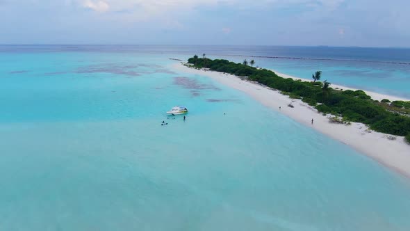 Drone Flyuing Along Maldive Paradise Tropical Island