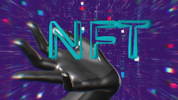 NFT in cyber hand