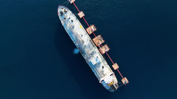 A Gas Tanker is at Sea Aerial View 4 K Turkey Alanya