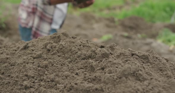 Mature man working on farm