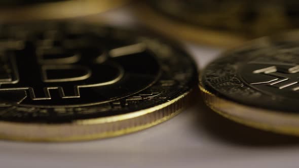 Rotating shot of Bitcoins 