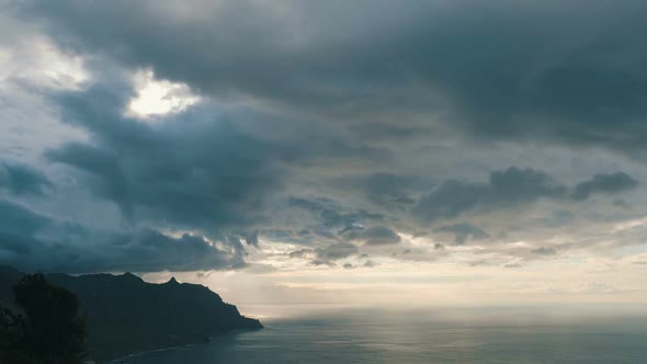 Time Lapse Shot of Dramatic Sunset Over Benijo Beach in Tenerife, Canary Islands