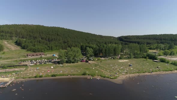 Aerial view of city beach on the outskirts of a small provincial town 12