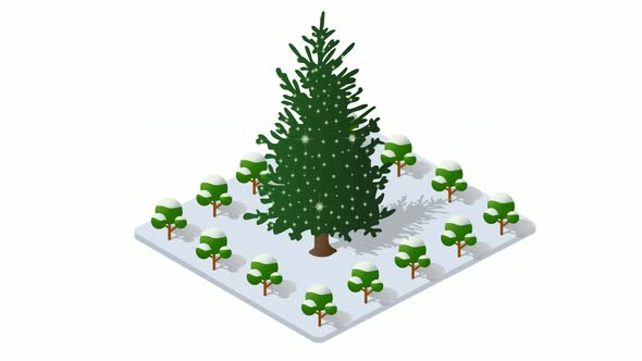 Winter animation Christmas snowy tree