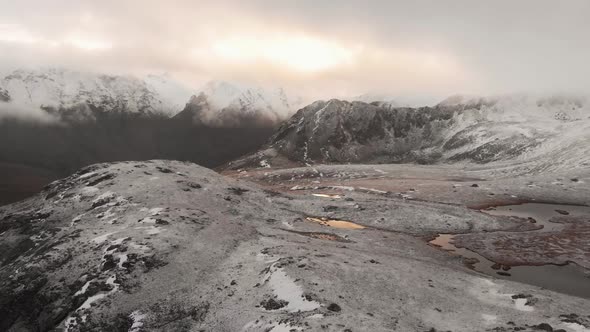 A Lake Among the Hills a Halffrozen Lake Foresttundra