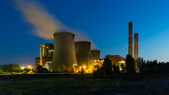 Coal Power Station At Night