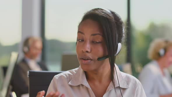 Woman working in call centre