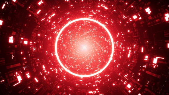 Red Circle Light Sci Fi Tunnel