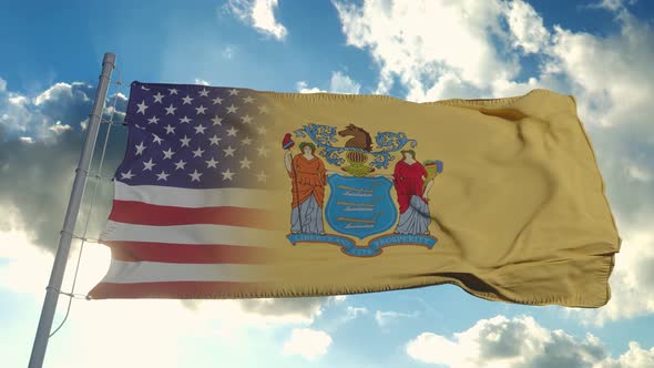 Flag of USA and New Jersey State