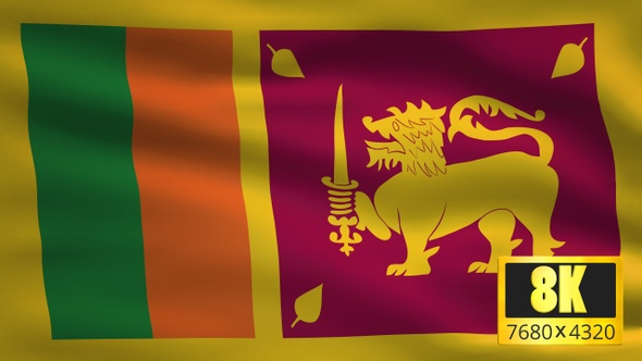 8K Sri Lanka Windy Flag Background