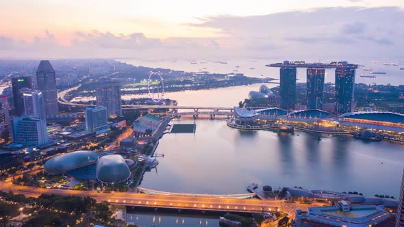 aerial view hyperlapse 4k video of Singapore City Skyline.