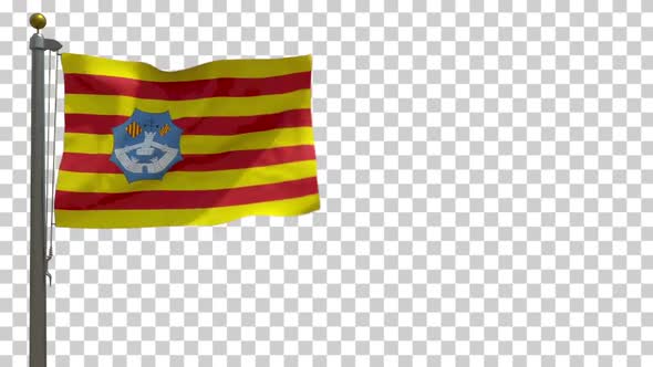 Menorca Flag (Spain) on Flagpole with Alpha Channel - 4K