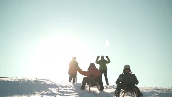 Happy Seniors Tobogganing