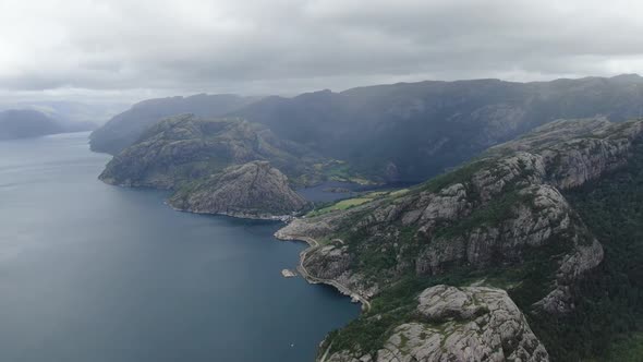 Rocky Mountains with a Huge River Panoramic View of the Nature of Norway