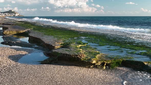 Texture of the rocky beach