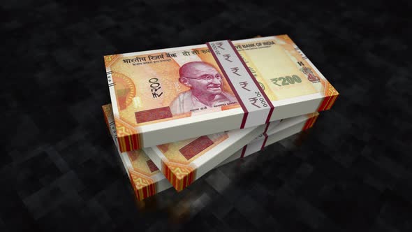 Indian rupee money banknote pile packs