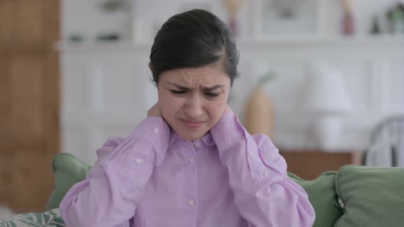 Portrait of Indian Woman having Neck Pain