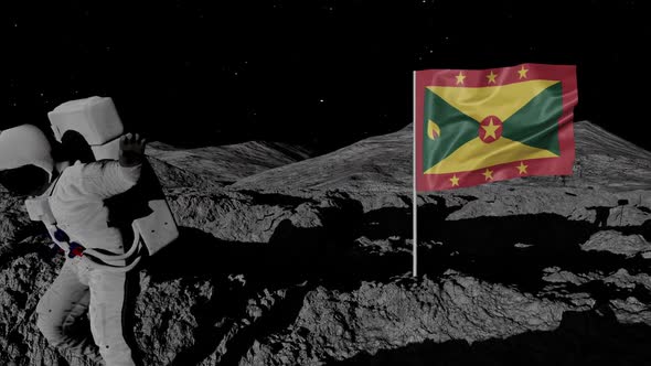 Astronaut Planting Grenada Flag on the Moon