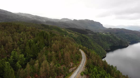 Fjord Landscape, Saudafjord In Norway. Aerial View.