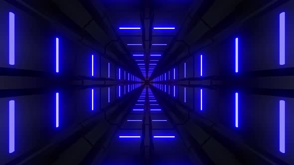 4k Geometric Blue Neon Tunnel alt