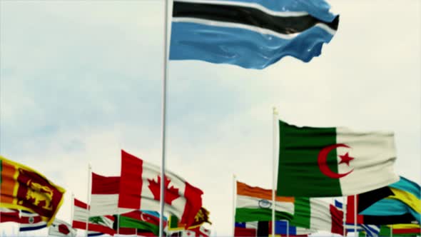 Botswana Flag With World Globe Flags Morning Shot alt