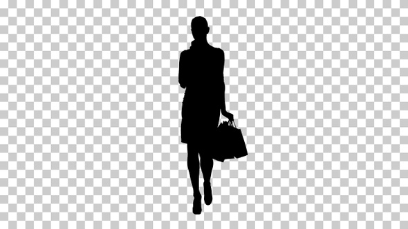 Silhouette  woman using , Alpha Channel