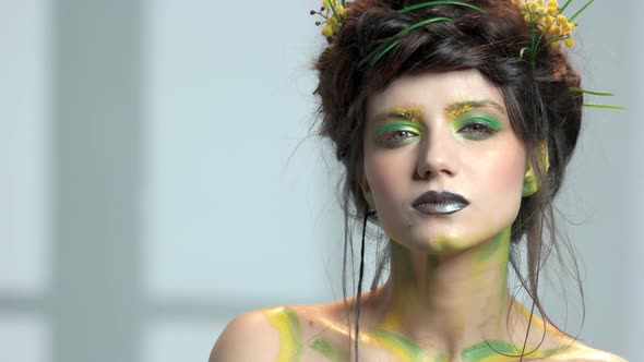 Young Woman, Nature Themed Makeup.