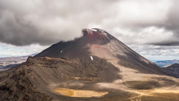 Dramatic Clouds over Volcanic Mount Doom Mountains in Tongariro National Park Nature in New Zealand