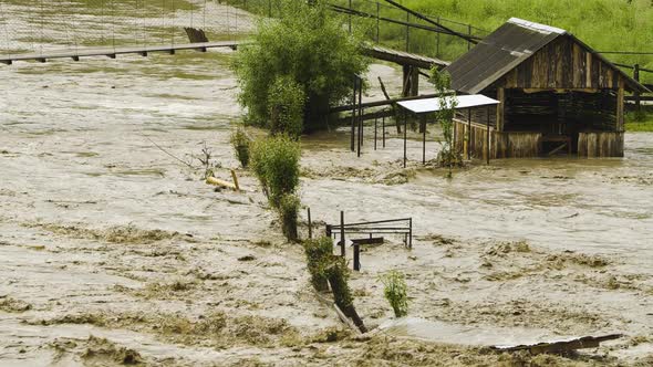 Flooding, River Overflowing, Ecological Disaster, Global Warming Problem