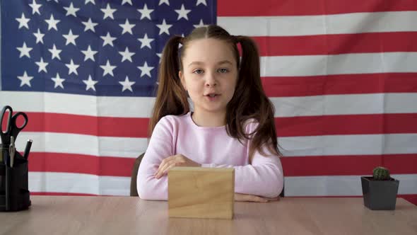 Pupil Girl Talks About American Flag Day on June 14Th