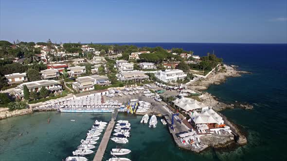 Holiday Summer Houses District with Boats Harbour