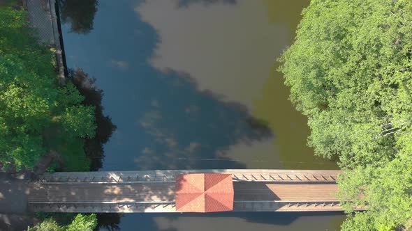 Aerial Old Wooden Bridge