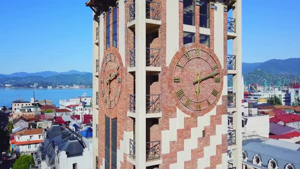 Clock tower located on the Piazza square in Batumi, Adjara region of Georgia.