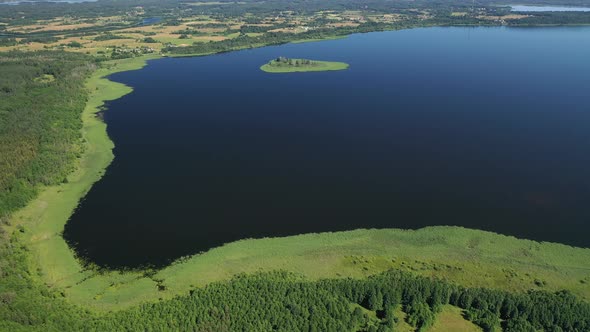 Top View of Lake Drivyaty in the Braslav Lakes National Park, the Most Beautiful Lakes in Belarus.An