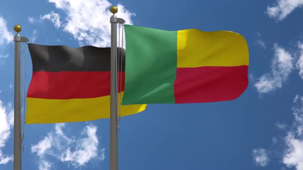 Germany Flag Vs Benin On Flagpole