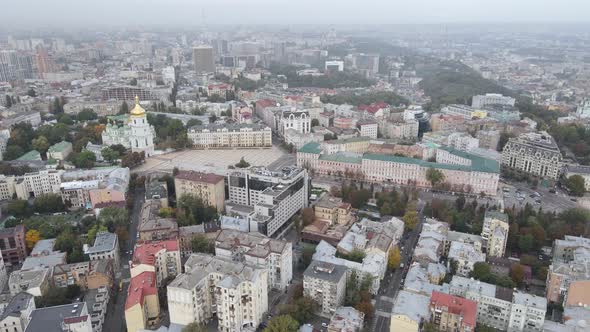 Cityscape of Kyiv, Ukraine. Aerial View, Slow Motion