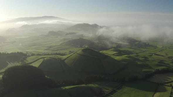 Aerial view of Lagoa das Eguas, Azores, Portugal.