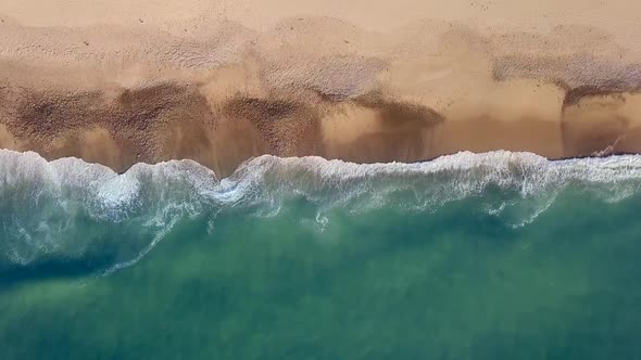 Waves on the beach aerial view