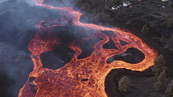 Aerial view of Volcan Cumbre Vieja, La Palma, Canary Islands, Spain.