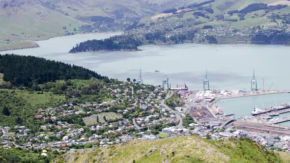 Timelapse Lyttelton Port in morning