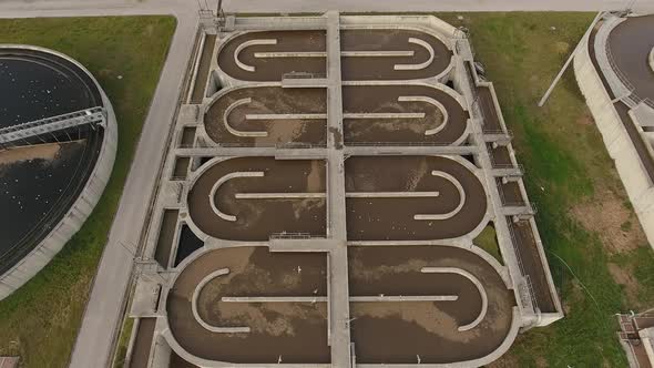 Aerial Wastewater Treatment Plants Purification Tanks 4K