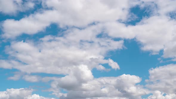 Cumulus Cirrus Clouds Move in the Blue Sky. Time Lapse